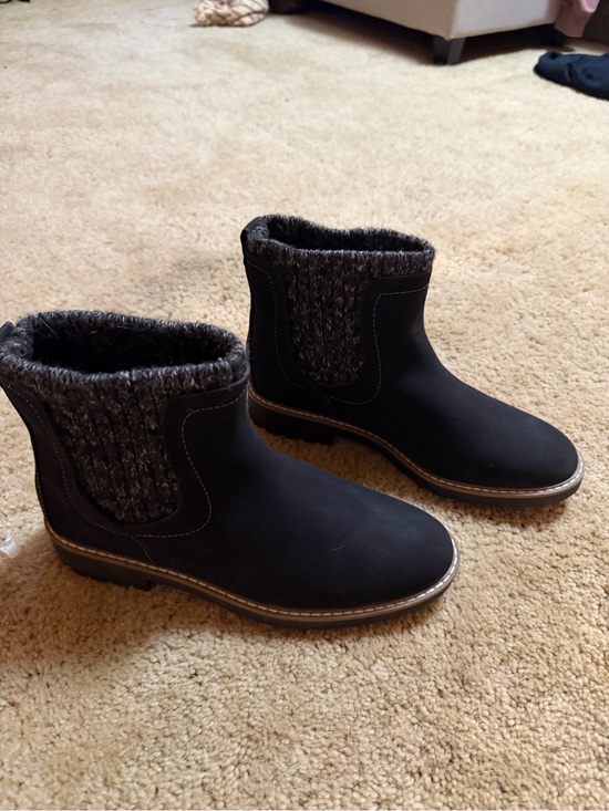 St. John's Bay Shoes - St. John's Bay Black Ankle Booties with Knit Cuff